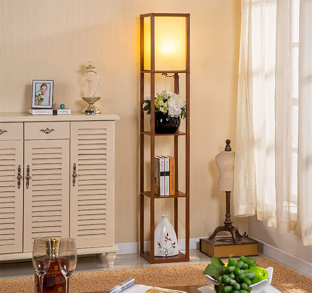 Annis - Modern Floor Lamp Wooden Frame Tall Light with Organize