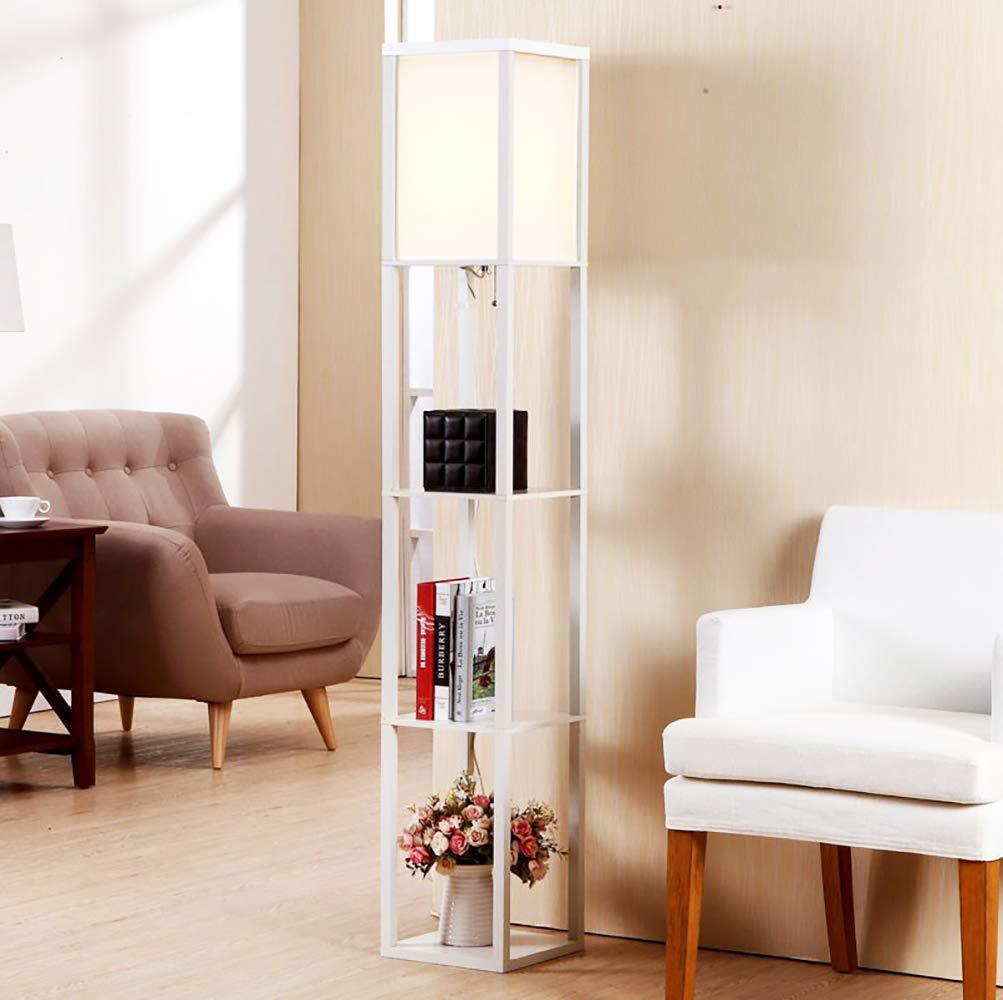 Annis - Modern Floor Lamp Wooden Frame Tall Light with Organize