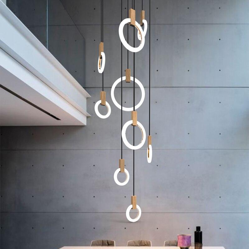 Rachael - Modern Led Chandeliers Wood Ring